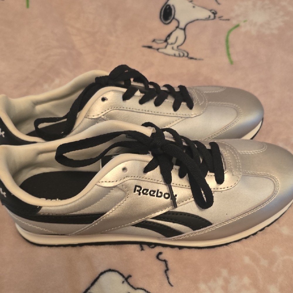 Reebok Metallic Silver and Black Athletic Shoes